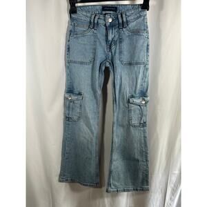 Aeropostale Women’s Light Wash Cargo Denim Jeans Size 000S Y2K Patch Pocket